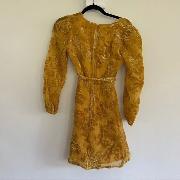 NWOT Anthropologie Yumi Kim Royalty Velvet wrap Dress in gold mustard JB -  threedaughtersproperties.com